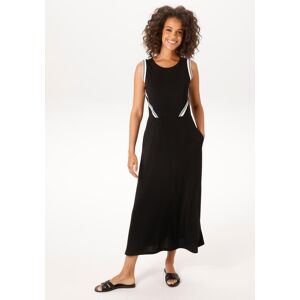 Sommerkleid ANISTON CASUAL, Damen, Gr. 40, N-Gr, schwarz, weiß, Jersey, Obermaterial: 95% Polyester, 5% Elasthan, kontrastfarbene Details, unifarben mit Farbeinsatz, figurumspielend wadenlang, Rundhals, Kleider Sommerkleid, mit gestreiften Tapes verzierte Sommerkleid ANISTON CASUAL, Damen, Gr. 40, N-Gr, schwarz, weiß, Jersey, Obermaterial: 95% Polyester, 5% Elasthan, kontrastfarbene Details, unifarben mit Farbeinsatz, figurumspielend wadenlang, Rundhals, Kleider Sommerkleid, mit gestreiften Tapes verzierte