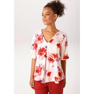 Schlupfbluse ANISTON CASUAL, Damen, Gr. 46, bunt (rosa, wollweiß, rot, dunkelrot, lila, flieder), Web, Obermaterial: 100% Viskose, bedruckt, geblümt, lässig geschnitten hüftbedeckend, V-Ausschnitt, weit, Blusen Schlupfbluse, mit romantischen Blüten bedruc Schlupfbluse ANISTON CASUAL, Damen, Gr. 46, bunt (rosa, wollweiß, rot, dunkelrot, lila, flieder), Web, Obermaterial: 100% Viskose, bedruckt, geblümt, lässig geschnitten hüftbedeckend, V-Ausschnitt, weit, Blusen Schlupfbluse, mit romantischen Blüten bedruc
