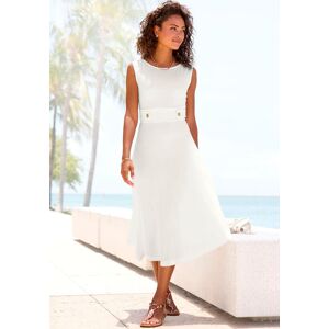 Midikleid LASCANA "mit dekorativen Riegeln und goldenen Zierknöpfen, bügelfreie Qualität", Damen, Gr. 38, N-Gr, weiss (weiß), Jersey, Obermaterial: 95% Polyester, 5% Elasthan, unifarben, figurumspielend kniebedeckend, Rundhals, Kleider Midikleid, Elegante Midikleid LASCANA "mit dekorativen Riegeln und goldenen Zierknöpfen, bügelfreie Qualität", Damen, Gr. 38, N-Gr, weiss (weiß), Jersey, Obermaterial: 95% Polyester, 5% Elasthan, unifarben, figurumspielend kniebedeckend, Rundhals, Kleider Midikleid, Elegante