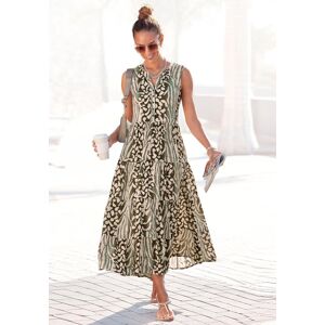 Maxikleid LASCANA "mit Animalprint und kurzer Knopfleiste", Damen, Gr. 36, N-Gr, grün (grün, taupe, bedruckt), Web, Obermaterial: 100% Viskose, bedruckt, figurumspielend lang, Rundhals, Kleider Maxikleid, Elegantes Sommerkleid aus Webware, Strandkleid,Dru Maxikleid LASCANA "mit Animalprint und kurzer Knopfleiste", Damen, Gr. 36, N-Gr, grün (grün, taupe, bedruckt), Web, Obermaterial: 100% Viskose, bedruckt, figurumspielend lang, Rundhals, Kleider Maxikleid, Elegantes Sommerkleid aus Webware, Strandkleid,Dru