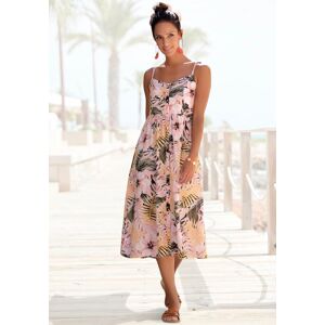 Sommerkleid LASCANA "aus Leinenmix mit Baumwolle und tropischem Alloverdruck", Damen, Gr. 44, N-Gr, orange (apricot, bedruckt), Web, Obermaterial: 58% Viskose, 28% Baumwolle, 14% Leinen, figurumspielend Midi, V-Ausschnitt, Kleider Sommerkleid, elegantes M Sommerkleid LASCANA "aus Leinenmix mit Baumwolle und tropischem Alloverdruck", Damen, Gr. 44, N-Gr, orange (apricot, bedruckt), Web, Obermaterial: 58% Viskose, 28% Baumwolle, 14% Leinen, figurumspielend Midi, V-Ausschnitt, Kleider Sommerkleid, elegantes M
