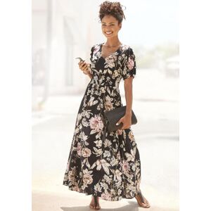 Maxikleid LASCANA "mit Blumendruck und V-Ausschnitt aus Webware", Damen, Gr. 34, N-Gr, schwarz (schwarz bedruckt), Web, Obermaterial: 100% Viskose, bedruckt, geblümt, figurumspielend bodenlang, V-Ausschnitt, Kleider Maxikleid, Sommerkleid mit Puffärmeln, Maxikleid LASCANA "mit Blumendruck und V-Ausschnitt aus Webware", Damen, Gr. 34, N-Gr, schwarz (schwarz bedruckt), Web, Obermaterial: 100% Viskose, bedruckt, geblümt, figurumspielend bodenlang, V-Ausschnitt, Kleider Maxikleid, Sommerkleid mit Puffärmeln,