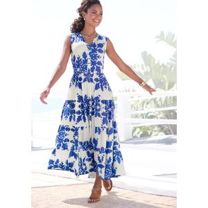 Maxikleid VIVANCE "mit Volants und Alloverdruck", Damen, Gr. 46, N-Gr, blau (creme, blau bedruckt), Web, Obermaterial: 100% Viskose, bedruckt, figurumspielend knöchelfrei, V-Ausschnitt, Kleider Maxikleid, Ärmelloses Sommerkleid, Webkleid, Strandkleid, Dru Maxikleid VIVANCE "mit Volants und Alloverdruck", Damen, Gr. 46, N-Gr, blau (creme, blau bedruckt), Web, Obermaterial: 100% Viskose, bedruckt, figurumspielend knöchelfrei, V-Ausschnitt, Kleider Maxikleid, Ärmelloses Sommerkleid, Webkleid, Strandkleid, Dru