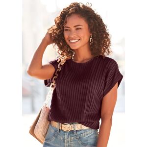 Kurzarmshirt LASCANA, Damen, Gr. 36/38, rot (bordeaux), Jersey, Obermaterial: 62% Polyester, 33% Viskose, 5% Elasthan, unifarben, figurumspielend hüftlang, Rundhals, Shirts Kurzarmshirt, mit Biesenstruktur, bügelfreies T-Shirt aus moderner Strukturware Kurzarmshirt LASCANA, Damen, Gr. 36/38, rot (bordeaux), Jersey, Obermaterial: 62% Polyester, 33% Viskose, 5% Elasthan, unifarben, figurumspielend hüftlang, Rundhals, Shirts Kurzarmshirt, mit Biesenstruktur, bügelfreies T-Shirt aus moderner Strukturware