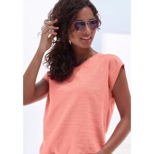T-Shirt VIVANCE "mit modischer Streifenstruktur", Damen, Gr. 44/46, orange (peach), Obermaterial: 100% Baumwolle, unifarben, bequem normal, Rundhals, Shirts T-Shirt, aus luftiger Baumwoll-Qualität T-Shirt VIVANCE "mit modischer Streifenstruktur", Damen, Gr. 44/46, orange (peach), Obermaterial: 100% Baumwolle, unifarben, bequem normal, Rundhals, Shirts T-Shirt, aus luftiger Baumwoll-Qualität