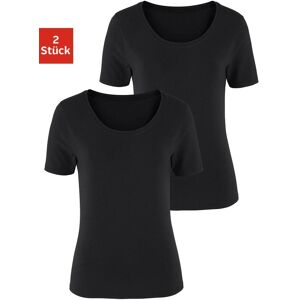T-Shirt VIVANCE "aus elastischer Baumwoll-Qualität", Damen, Gr. 40/42, schwarz, Single Jersey, Obermaterial: 95% Baumwolle, 5% Elasthan, unifarben, Basic, bequem normal, tiefer Rundhals, Shirts T-Shirt, sommerliche T-Shirts T-Shirt VIVANCE "aus elastischer Baumwoll-Qualität", Damen, Gr. 40/42, schwarz, Single Jersey, Obermaterial: 95% Baumwolle, 5% Elasthan, unifarben, Basic, bequem normal, tiefer Rundhals, Shirts T-Shirt, sommerliche T-Shirts