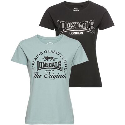 T-Shirt LONSDALE "ROWRAH", Damen, Gr. XXL, schwarz (schwarz, mint), Single Jersey, Obermaterial: 100% Baumwolle, normal, Rundhals, Shirts T-Shirt T-Shirt LONSDALE "ROWRAH", Damen, Gr. XXL, schwarz (schwarz, mint), Single Jersey, Obermaterial: 100% Baumwolle, normal, Rundhals, Shirts T-Shirt