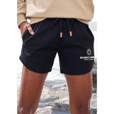 H.I.S. Sweatshorts H.I.S, Damen, Gr. 48/50, N-Gr, schwarz, Sweatware, Obermaterial: 60% Baumwolle, 40% Polyester, unifarben, bequem kurz, Hosen Sweatshorts, mit Kordelzug und Print, Loungewear H.I.S. Sweatshorts H.I.S, Damen, Gr. 48/50, N-Gr, schwarz, Sweatware, Obermaterial: 60% Baumwolle, 40% Polyester, unifarben, bequem kurz, Hosen Sweatshorts, mit Kordelzug und Print, Loungewear