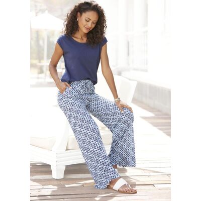 Overall LASCANA, Damen, Gr. 46, N-Gr, blau (blau bedruckt), Jersey, Obermaterial: 100% Viskose, bedruckt, figurumspielend lang, Rundhals, Overalls Overall, mit weitem Bein und Taschen, sommerlicher Jumpsuit, 2-in-1-Look Overall LASCANA, Damen, Gr. 46, N-Gr, blau (blau bedruckt), Jersey, Obermaterial: 100% Viskose, bedruckt, figurumspielend lang, Rundhals, Overalls Overall, mit weitem Bein und Taschen, sommerlicher Jumpsuit, 2-in-1-Look