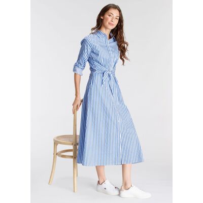 Blusenkleid DELMAO, Damen, Gr. 40, N-Gr, blau (blau, weiß), Web, Obermaterial: 60% Baumwolle, 38% Polyester, 2% Elasthan, bedruckt, geringelt, gestreift, figurumspielend lang, Kleider Blusenkleid, festliche Anlässe, lang, klassisch und seriös, aus Baumwol Blusenkleid DELMAO, Damen, Gr. 40, N-Gr, blau (blau, weiß), Web, Obermaterial: 60% Baumwolle, 38% Polyester, 2% Elasthan, bedruckt, geringelt, gestreift, figurumspielend lang, Kleider Blusenkleid, festliche Anlässe, lang, klassisch und seriös, aus Baumwol