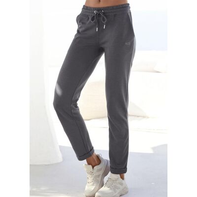 H.I.S. Sweathose H.I.S, Damen, Gr. 44/46, N-Gr, grau (anthrazit), Interlock, Obermaterial: 60% Baumwolle, 40% Polyester, bestickt, unifarben, bequem knöchellang, Hosen Sweathose, Schlupfhose mit kleinem Aufschlag am Saum, Loungewear H.I.S. Sweathose H.I.S, Damen, Gr. 44/46, N-Gr, grau (anthrazit), Interlock, Obermaterial: 60% Baumwolle, 40% Polyester, bestickt, unifarben, bequem knöchellang, Hosen Sweathose, Schlupfhose mit kleinem Aufschlag am Saum, Loungewear