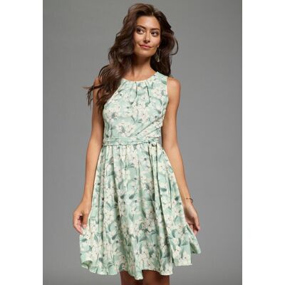 Sommerkleid LAURA SCOTT, Damen, Gr. 44, N-Gr, grün (mint, geblümt), Jersey, Obermaterial: 95% Polyester, 5% Elasthan, geblümt, ausgestellt mini, Rundhals, Kleider Sommerkleid, mit floralem Print und schwingendem Rock Sommerkleid LAURA SCOTT, Damen, Gr. 44, N-Gr, grün (mint, geblümt), Jersey, Obermaterial: 95% Polyester, 5% Elasthan, geblümt, ausgestellt mini, Rundhals, Kleider Sommerkleid, mit floralem Print und schwingendem Rock