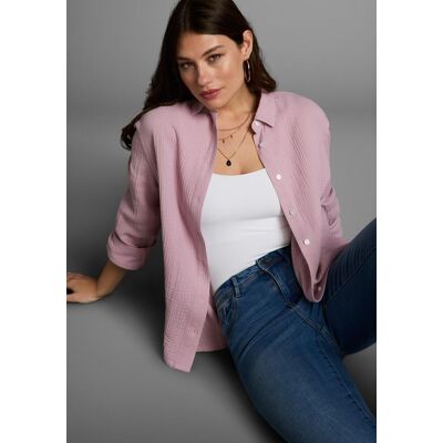 Longbluse LAURA SCOTT, Damen, Gr. 34, rosa (rosé), Web, Obermaterial: 100% Baumwolle, unifarben, Basic, lässig geschnitten, verstellbar, Blusen Longbluse, in Musselin-Qualität Longbluse LAURA SCOTT, Damen, Gr. 34, rosa (rosé), Web, Obermaterial: 100% Baumwolle, unifarben, Basic, lässig geschnitten, verstellbar, Blusen Longbluse, in Musselin-Qualität