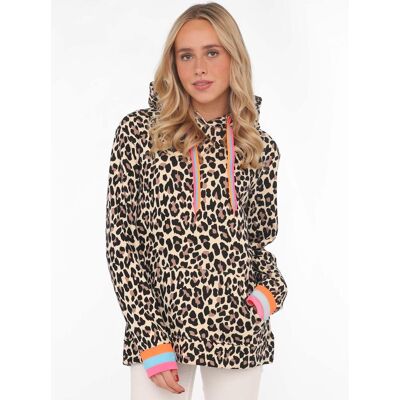 Hoodie ZWILLINGSHERZ "Leo Allover Neon Kante", Damen, Gr. L, beige, Sweatware, Obermaterial: 50% Baumwolle, 50% Polyester, gemustert, kontrastfarbene Details, mehrfarbig, regular fit normal, hoch geschlossener Ausschnitt, angesetztes Bündchen, Sweatshirts Hoodie ZWILLINGSHERZ "Leo Allover Neon Kante", Damen, Gr. L, beige, Sweatware, Obermaterial: 50% Baumwolle, 50% Polyester, gemustert, kontrastfarbene Details, mehrfarbig, regular fit normal, hoch geschlossener Ausschnitt, angesetztes Bündchen, Sweatshirts
