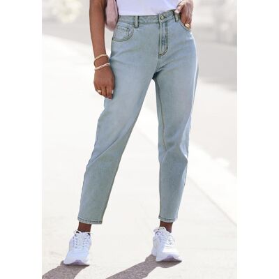 Mom-Jeans LASCANA, Damen, Gr. 34, N-Gr, blau (light blau washed), Denim/Jeans, Obermaterial: 98% Baumwolle, 2% Elasthan, figurbetont knöchellang, Jeans Mom-Jeans, mit hohem Bund. elastische Denimware Mom-Jeans LASCANA, Damen, Gr. 34, N-Gr, blau (light blau washed), Denim/Jeans, Obermaterial: 98% Baumwolle, 2% Elasthan, figurbetont knöchellang, Jeans Mom-Jeans, mit hohem Bund. elastische Denimware