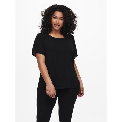 Shirtbluse ONLY CARMAKOMA "CARVICA SS TOP WVN NOOS", Damen, Gr. 52, schwarz, Web, Obermaterial: 97% Polyester, 3% Elasthan, unifarben, regular fit normal, Rundhals, Blusen Shirtbluse, Materialmix, regular fit Shirtbluse ONLY CARMAKOMA "CARVICA SS TOP WVN NOOS", Damen, Gr. 52, schwarz, Web, Obermaterial: 97% Polyester, 3% Elasthan, unifarben, regular fit normal, Rundhals, Blusen Shirtbluse, Materialmix, regular fit