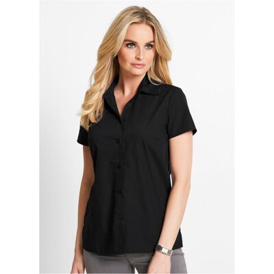 Kurzarmbluse BONPRIX, Damen, Gr. 40, schwarz, Obermaterial: 65% Polyester, 35% Baumwolle, regular fit, Blusen Kurzarmbluse, Regular Fit, eleganter Stil, Hemdblusenkragen Kurzarmbluse BONPRIX, Damen, Gr. 40, schwarz, Obermaterial: 65% Polyester, 35% Baumwolle, regular fit, Blusen Kurzarmbluse, Regular Fit, eleganter Stil, Hemdblusenkragen