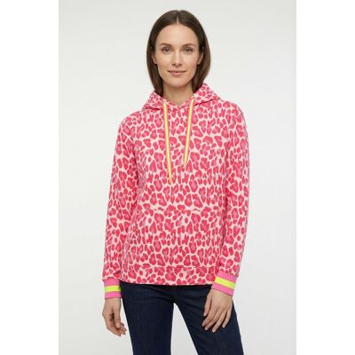 Hoodie ZWILLINGSHERZ "Leo Allover Neon Kante", Damen, Gr. XXL, pink, Sweatware, Obermaterial: 50% Baumwolle, 50% Polyester, gemustert, kontrastfarbene Details, mehrfarbig, regular fit normal, hoch geschlossener Ausschnitt, angesetztes Bündchen, Sweatshirt Hoodie ZWILLINGSHERZ "Leo Allover Neon Kante", Damen, Gr. XXL, pink, Sweatware, Obermaterial: 50% Baumwolle, 50% Polyester, gemustert, kontrastfarbene Details, mehrfarbig, regular fit normal, hoch geschlossener Ausschnitt, angesetztes Bündchen, Sweatshirt