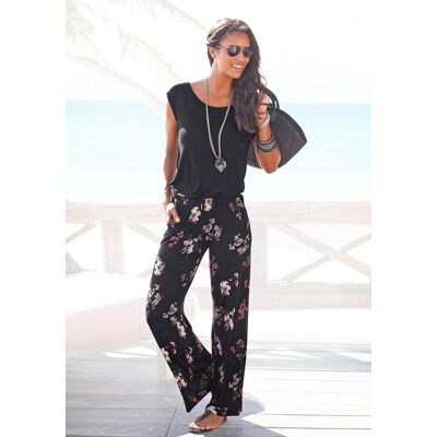 Overall LASCANA, Damen, Gr. 46, N-Gr, bunt (bedruckt), Jersey, Obermaterial: 100% Viskose, bedruckt, figurumspielend lang, Rundhals, Overalls Overall, mit weitem Bein und Taschen, lockerer Jumpsuit, sommerlich Overall LASCANA, Damen, Gr. 46, N-Gr, bunt (bedruckt), Jersey, Obermaterial: 100% Viskose, bedruckt, figurumspielend lang, Rundhals, Overalls Overall, mit weitem Bein und Taschen, lockerer Jumpsuit, sommerlich