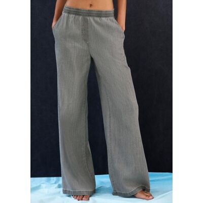 H.I.S. Schlupfhose H.I.S, Damen, Gr. 36/38, N-Gr, grau, Obermaterial: 65% Lyocell, 35% Baumwolle, unifarben, Basic, figurumspielend lang, Hosen Schlupfhose, weites Bein, in Denim Optik H.I.S. Schlupfhose H.I.S, Damen, Gr. 36/38, N-Gr, grau, Obermaterial: 65% Lyocell, 35% Baumwolle, unifarben, Basic, figurumspielend lang, Hosen Schlupfhose, weites Bein, in Denim Optik