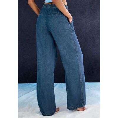 H.I.S. Schlupfhose H.I.S, Damen, Gr. 52/54, N-Gr, jeansblau, Obermaterial: 65% Lyocell, 35% Baumwolle, unifarben, Basic, figurumspielend lang, Hosen Schlupfhose, weites Bein, in Denim Optik H.I.S. Schlupfhose H.I.S, Damen, Gr. 52/54, N-Gr, jeansblau, Obermaterial: 65% Lyocell, 35% Baumwolle, unifarben, Basic, figurumspielend lang, Hosen Schlupfhose, weites Bein, in Denim Optik