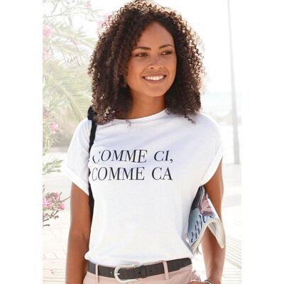 T-Shirt BUFFALO, Damen, Gr. 36/38, weiss (weiß), Jersey, Obermaterial: 100% Baumwolle, figurumspielend hüftlang, Rundhals, mit Aufschlag, Shirts T-Shirt, mit Print, Kurzarmshirt aus Baumwolle, lockere Passform T-Shirt BUFFALO, Damen, Gr. 36/38, weiss (weiß), Jersey, Obermaterial: 100% Baumwolle, figurumspielend hüftlang, Rundhals, mit Aufschlag, Shirts T-Shirt, mit Print, Kurzarmshirt aus Baumwolle, lockere Passform