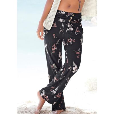 Strandhose LASCANA, Damen, Gr. 48, N-Gr, bunt (bedruckt), Jersey, Obermaterial: 100% Viskose, bedruckt, figurumspielend lang, Hosen Strandhose, mit Taschen und Zierknöpfen, Jerseyhose, elastisch, luftige Sommerhose Strandhose LASCANA, Damen, Gr. 48, N-Gr, bunt (bedruckt), Jersey, Obermaterial: 100% Viskose, bedruckt, figurumspielend lang, Hosen Strandhose, mit Taschen und Zierknöpfen, Jerseyhose, elastisch, luftige Sommerhose
