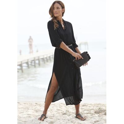 Hemdblusenkleid LASCANA "aus gekreppter Viskose, langärmliger Strandkleid, leicht transparent", Damen, Gr. 36, N-Gr, schwarz, Crêpe, Obermaterial: 100% Viskose, unifarben, figurumspielend knöchelfrei, Rundhals, 1-Knopf-Manschette, Kleider Hemdblusenkleid, Hemdblusenkleid LASCANA "aus gekreppter Viskose, langärmliger Strandkleid, leicht transparent", Damen, Gr. 36, N-Gr, schwarz, Crêpe, Obermaterial: 100% Viskose, unifarben, figurumspielend knöchelfrei, Rundhals, 1-Knopf-Manschette, Kleider Hemdblusenkleid,