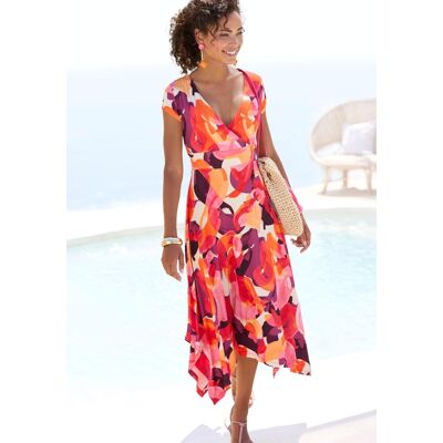 Midikleid VIVANCE "mit Alloverdruck und asymmetrischem Saum", Damen, Gr. 48, N-Gr, rot, lila, pink bedruckt, Jersey, Obermaterial: 95% Viskose, 5% Elasthan, bedruckt, figurumspielend kniebedeckend, V-Ausschnitt, Kleider Midikleid, luftiges Sommerkleid in Midikleid VIVANCE "mit Alloverdruck und asymmetrischem Saum", Damen, Gr. 48, N-Gr, rot, lila, pink bedruckt, Jersey, Obermaterial: 95% Viskose, 5% Elasthan, bedruckt, figurumspielend kniebedeckend, V-Ausschnitt, Kleider Midikleid, luftiges Sommerkleid in
