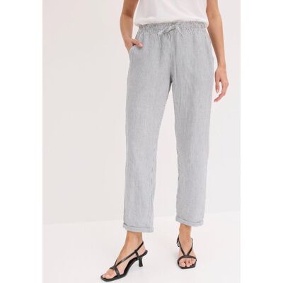 Leinenhose BONPRIX, Damen, Gr. 42, N-Gr, grau (blau, weiß gestreift), Web, Obermaterial: 50% Leinen, 50% Lyocell (TENCEL™), regular fit, Hosen Leinenhose, aus Leinen und Lyocell, mit Elastik-Bündchen, Regular Fit Leinenhose BONPRIX, Damen, Gr. 42, N-Gr, grau (blau, weiß gestreift), Web, Obermaterial: 50% Leinen, 50% Lyocell (TENCEL™), regular fit, Hosen Leinenhose, aus Leinen und Lyocell, mit Elastik-Bündchen, Regular Fit