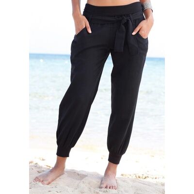 Strandhose BUFFALO "aus sommerlichem Leinen-Mix", Damen, Gr. 44, N-Gr, schwarz, Web, Obermaterial: 85% Baumwolle, 15% Leinen. Bündchen: 95% Baumwolle, 5% Elasthan, unifarben, figurumspielend knöchelfrei, Hosen Strandhose, aus Leinen-Mix, Leinenhose, leich Strandhose BUFFALO "aus sommerlichem Leinen-Mix", Damen, Gr. 44, N-Gr, schwarz, Web, Obermaterial: 85% Baumwolle, 15% Leinen. Bündchen: 95% Baumwolle, 5% Elasthan, unifarben, figurumspielend knöchelfrei, Hosen Strandhose, aus Leinen-Mix, Leinenhose, leich