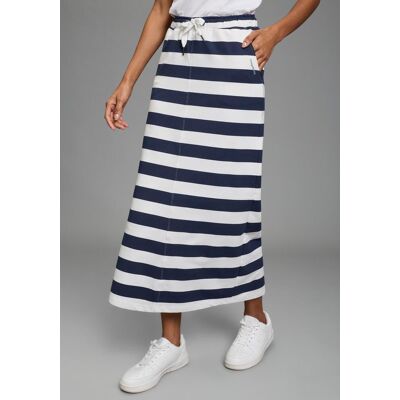 Sweatrock KANGAROOS, Damen, Gr. 38, blau (marine, weiß), Sweatware, Obermaterial: 95% Baumwolle, 5% Elasthan, figurumspielend lang, Röcke Sweatrock, in Midilänge mit Schlitz Sweatrock KANGAROOS, Damen, Gr. 38, blau (marine, weiß), Sweatware, Obermaterial: 95% Baumwolle, 5% Elasthan, figurumspielend lang, Röcke Sweatrock, in Midilänge mit Schlitz