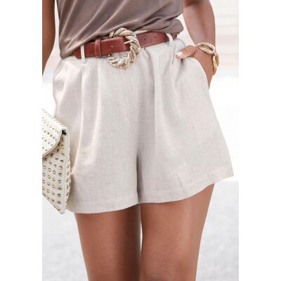 Webshorts LASCANA "aus bequemen Leinen-Mix", Damen, Gr. 44, N-Gr, beige (sand), Web, Obermaterial: 85% Viskose, 15% Leinen, unifarben, figurumspielend kurz, Hosen Webshorts, mit Taschen, Leinenhose, Sommerhose mit Gürtelschlaufen, modisch Webshorts LASCANA "aus bequemen Leinen-Mix", Damen, Gr. 44, N-Gr, beige (sand), Web, Obermaterial: 85% Viskose, 15% Leinen, unifarben, figurumspielend kurz, Hosen Webshorts, mit Taschen, Leinenhose, Sommerhose mit Gürtelschlaufen, modisch