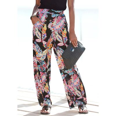 Palazzohose BUFFALO "mit lockerem, weitem Bein", Damen, Gr. 46, N-Gr, bunt (schwarz, bunt bedruckt), Jersey, Obermaterial: 100% Viskose, bedruckt, figurumspielend lang, Hosen Palazzohose, aus Viskosejersey im Alloverprint mit Taschen, Sommerhose, casual Palazzohose BUFFALO "mit lockerem, weitem Bein", Damen, Gr. 46, N-Gr, bunt (schwarz, bunt bedruckt), Jersey, Obermaterial: 100% Viskose, bedruckt, figurumspielend lang, Hosen Palazzohose, aus Viskosejersey im Alloverprint mit Taschen, Sommerhose, casual