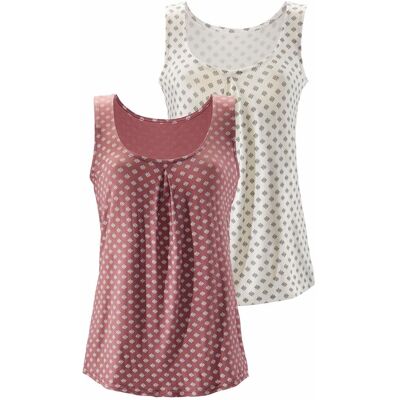 Trägertop LASCANA "mit Kellerfalte", Damen, Gr. 48/50, lila (beere, creme), Obermaterial: 95% Viskose (LENZING™ ECOVERO™), 5% Elasthan, gemustert, figurumspielend, tiefer Rundhals, Tops Trägertop, aus luftiger Viskose-Qualität Trägertop LASCANA "mit Kellerfalte", Damen, Gr. 48/50, lila (beere, creme), Obermaterial: 95% Viskose (LENZING™ ECOVERO™), 5% Elasthan, gemustert, figurumspielend, tiefer Rundhals, Tops Trägertop, aus luftiger Viskose-Qualität