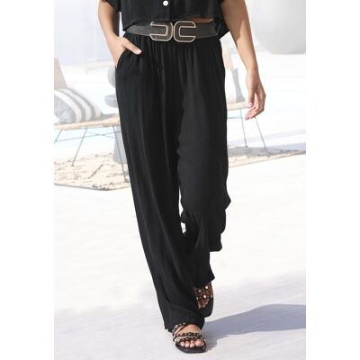 Palazzohose BUFFALO "in lockerer Passform mit weitem Bein", Damen, Gr. 46, N-Gr, schwarz, Crêpe, Obermaterial: 100% Viskose, unifarben, figurumspielend lang, Hosen Palazzohose, bequemer Viskose-Crepe, Sommerhose, Strandhose Palazzohose BUFFALO "in lockerer Passform mit weitem Bein", Damen, Gr. 46, N-Gr, schwarz, Crêpe, Obermaterial: 100% Viskose, unifarben, figurumspielend lang, Hosen Palazzohose, bequemer Viskose-Crepe, Sommerhose, Strandhose