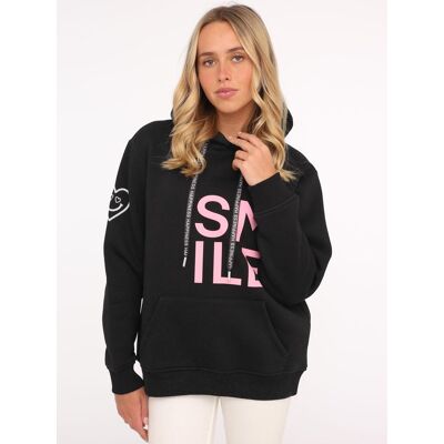 Hoodie ZWILLINGSHERZ "Alissa", Damen, Gr. L/XL (L/XL), schwarz, Sweatware, Obermaterial: 50% Baumwolle, 50% Polyester, normal hüftlang, hoch geschlossener Ausschnitt, Bündchen, Sweatshirts Hoodie, Langarm, Kapuze, Neon-Details, Kordelzug, Frontprint, Käng Hoodie ZWILLINGSHERZ "Alissa", Damen, Gr. L/XL (L/XL), schwarz, Sweatware, Obermaterial: 50% Baumwolle, 50% Polyester, normal hüftlang, hoch geschlossener Ausschnitt, Bündchen, Sweatshirts Hoodie, Langarm, Kapuze, Neon-Details, Kordelzug, Frontprint, Käng