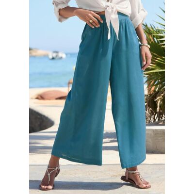 Culotte LASCANA "mit Leinen-Anteil und weitem Bein", Damen, Gr. 36, N-Gr, petrol, Web, Obermaterial: 58% Viskose, 28% Baumwolle, 14% Leinen, unifarben, figurumspielend 7/8-Länge, Hosen Culotte, Leinenhose, luftige Sommerhose in 7/8-Länge aus Leinenmix, Cu Culotte LASCANA "mit Leinen-Anteil und weitem Bein", Damen, Gr. 36, N-Gr, petrol, Web, Obermaterial: 58% Viskose, 28% Baumwolle, 14% Leinen, unifarben, figurumspielend 7/8-Länge, Hosen Culotte, Leinenhose, luftige Sommerhose in 7/8-Länge aus Leinenmix, Cu