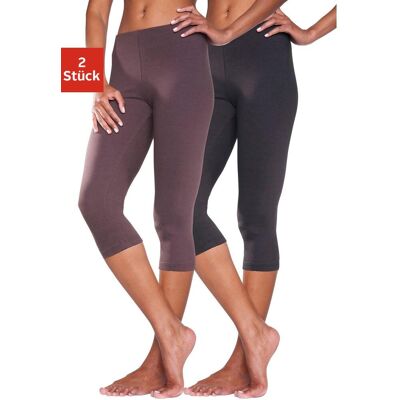 Caprileggings VIVANCE ACTIVE, Damen, Gr. 56/58, N-Gr, braun (1x braun, 1x schwarz), Single Jersey, Obermaterial: 95% Baumwolle, 5% Elasthan, unifarben, Basic, eng 3/4-Länge, Hosen Caprileggings, mit Gummibund, Loungewear Caprileggings VIVANCE ACTIVE, Damen, Gr. 56/58, N-Gr, braun (1x braun, 1x schwarz), Single Jersey, Obermaterial: 95% Baumwolle, 5% Elasthan, unifarben, Basic, eng 3/4-Länge, Hosen Caprileggings, mit Gummibund, Loungewear