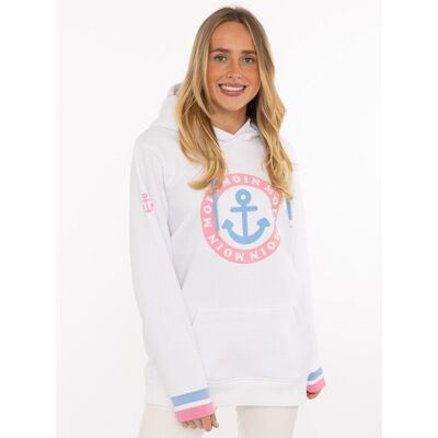 Hoodie ZWILLINGSHERZ, Damen, Gr. L/XL (L/XL), weiss (weiß), Sweatware, Obermaterial: 50% Baumwolle, 50% Polyester, normal hüftlang, hoch geschlossener Ausschnitt, Bündchen, Sweatshirts Hoodie, Langarm, Kapuze, Neon-Details, Kordelzug, Frontprint, Kängurut Hoodie ZWILLINGSHERZ, Damen, Gr. L/XL (L/XL), weiss (weiß), Sweatware, Obermaterial: 50% Baumwolle, 50% Polyester, normal hüftlang, hoch geschlossener Ausschnitt, Bündchen, Sweatshirts Hoodie, Langarm, Kapuze, Neon-Details, Kordelzug, Frontprint, Kängurut
