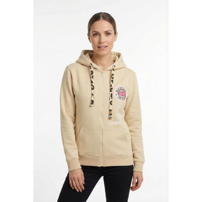 Kapuzensweatjacke ZWILLINGSHERZ, Damen, Gr. L/XL, beige, Sweatware, Obermaterial: 50% Baumwolle, 50% Polyester, normal hüftlang, hoch geschlossener Ausschnitt, Bündchen, Sweatjacken Kapuzensweatjacke, Leo-Details, Langarm, Reissverschluss, Baumwollmischun Kapuzensweatjacke ZWILLINGSHERZ, Damen, Gr. L/XL, beige, Sweatware, Obermaterial: 50% Baumwolle, 50% Polyester, normal hüftlang, hoch geschlossener Ausschnitt, Bündchen, Sweatjacken Kapuzensweatjacke, Leo-Details, Langarm, Reissverschluss, Baumwollmischun