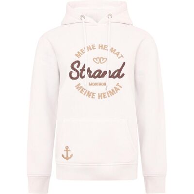 Hoodie ZWILLINGSHERZ "Meine Heimat", Damen, Gr. SM (S/M), weiss (weiß), Sweatware, Obermaterial: 50% Baumwolle, 50% Polyester, normal normal, ohne Ausschnitt, angesetztes Bündchen, Sweatshirts Hoodie, mit aufgesticktem "Strand"-Schriftzug vorne und hinten Hoodie ZWILLINGSHERZ "Meine Heimat", Damen, Gr. SM (S/M), weiss (weiß), Sweatware, Obermaterial: 50% Baumwolle, 50% Polyester, normal normal, ohne Ausschnitt, angesetztes Bündchen, Sweatshirts Hoodie, mit aufgesticktem "Strand"-Schriftzug vorne und hinten