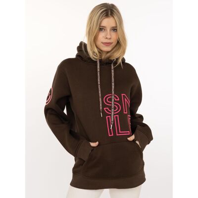 Hoodie ZWILLINGSHERZ "Alissa 2.0", Damen, Gr. L, braun, Sweatware, Obermaterial: 50% Baumwolle, 50% Polyester, hüftbedeckend, ohne Ausschnitt, Rippbündchen, Sweatshirts Hoodie, mit SMILE Stickerei vorne und hinten Hoodie ZWILLINGSHERZ "Alissa 2.0", Damen, Gr. L, braun, Sweatware, Obermaterial: 50% Baumwolle, 50% Polyester, hüftbedeckend, ohne Ausschnitt, Rippbündchen, Sweatshirts Hoodie, mit SMILE Stickerei vorne und hinten