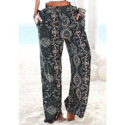 Strandhose LASCANA "aus leichter Viskose mit weitem Bein", Damen, Gr. 40, N-Gr, schwarz (schwarz, bedruckt), Jersey, Obermaterial: 100% Viskose, bedruckt, figurumspielend lang, Hosen Strandhose, mit Ethnoprint und Taschen, Wide-Leg, Marlenehose, leichte S Strandhose LASCANA "aus leichter Viskose mit weitem Bein", Damen, Gr. 40, N-Gr, schwarz (schwarz, bedruckt), Jersey, Obermaterial: 100% Viskose, bedruckt, figurumspielend lang, Hosen Strandhose, mit Ethnoprint und Taschen, Wide-Leg, Marlenehose, leichte S