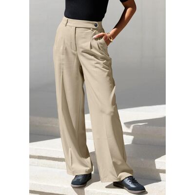 Palazzohose LASCANA "mit weitem Bein aus weicher und leichter Webware", Damen, Gr. 44, N-Gr, beige (sand), Stoff, Obermaterial: 64% Polyester, 32% Viskose, 4% Elasthan, unifarben, figurumspielend lang, Hosen Palazzohose, Sommerhose im Business-Look, elega Palazzohose LASCANA "mit weitem Bein aus weicher und leichter Webware", Damen, Gr. 44, N-Gr, beige (sand), Stoff, Obermaterial: 64% Polyester, 32% Viskose, 4% Elasthan, unifarben, figurumspielend lang, Hosen Palazzohose, Sommerhose im Business-Look, elega