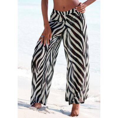 Strandhose FRENCH CONNECTION "aus leichter, transparenter Meshware und weitem Bein", Damen, Gr. 38, N-Gr, schwarz (schwarz, creme bedruckt), Mesh, Obermaterial: 95% Polyester, 5% Elasthan, bedruckt, figurumspielend lang, Hosen Strandhose, Palazzohose, Sch Strandhose FRENCH CONNECTION "aus leichter, transparenter Meshware und weitem Bein", Damen, Gr. 38, N-Gr, schwarz (schwarz, creme bedruckt), Mesh, Obermaterial: 95% Polyester, 5% Elasthan, bedruckt, figurumspielend lang, Hosen Strandhose, Palazzohose, Sch