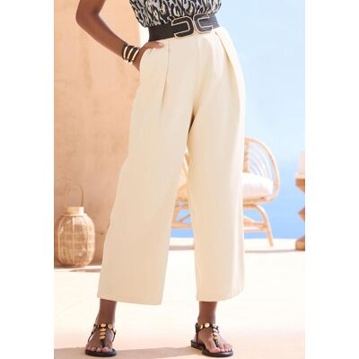 7/8-Hose LASCANA "mit modischen Bundfalten und weitem, luftigem Bein", Damen, Gr. 46, N-Gr, gelb (hellgelb), Web, Obermaterial: 100% Polyester, unifarben, figurumspielend 7/8-Länge, Hosen 7/8-Hose, sommerlich elegante Schlupfhose aus Webware, Culotte 7/8-Hose LASCANA "mit modischen Bundfalten und weitem, luftigem Bein", Damen, Gr. 46, N-Gr, gelb (hellgelb), Web, Obermaterial: 100% Polyester, unifarben, figurumspielend 7/8-Länge, Hosen 7/8-Hose, sommerlich elegante Schlupfhose aus Webware, Culotte