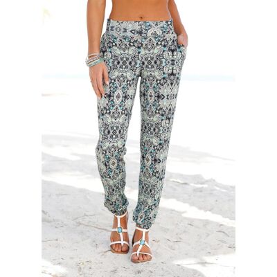 Strandhose LASCANA "mit Ethnoprint aus leichter Viskoseware", Damen, Gr. 40, N-Gr, blau (marine, bedruckt), Jersey, Obermaterial: 95% Viskose, 5% Elasthan, bedruckt, figurumspielend lang, Hosen Strandhose, leichte Sommerhose, luftige Jerseyhose Strandhose LASCANA "mit Ethnoprint aus leichter Viskoseware", Damen, Gr. 40, N-Gr, blau (marine, bedruckt), Jersey, Obermaterial: 95% Viskose, 5% Elasthan, bedruckt, figurumspielend lang, Hosen Strandhose, leichte Sommerhose, luftige Jerseyhose