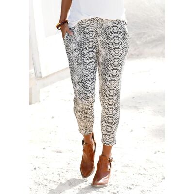 Strandhose LASCANA "in lässiger 7/8-Länge", Damen, Gr. 42, N-Gr, beige (sand, bedruckt), Jersey, Obermaterial: 95% Viskose, 5% Elasthan, figurumspielend 7/8-Länge, Hosen Strandhose, mit Alloverprint in Reptiloptik, luftig leichte Sommerhose Strandhose LASCANA "in lässiger 7/8-Länge", Damen, Gr. 42, N-Gr, beige (sand, bedruckt), Jersey, Obermaterial: 95% Viskose, 5% Elasthan, figurumspielend 7/8-Länge, Hosen Strandhose, mit Alloverprint in Reptiloptik, luftig leichte Sommerhose