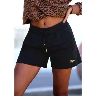 Shorts BUFFALO, Damen, Gr. 44/46, N-Gr, schwarz, Sweatware, Obermaterial: 60% Baumwolle, 40% Polyester, unifarben, bequem kurz, Hosen Shorts, mit aufwendiger Logostickerei Shorts BUFFALO, Damen, Gr. 44/46, N-Gr, schwarz, Sweatware, Obermaterial: 60% Baumwolle, 40% Polyester, unifarben, bequem kurz, Hosen Shorts, mit aufwendiger Logostickerei